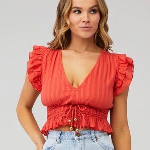 Karina Grimaldi Raffa Metallic Top